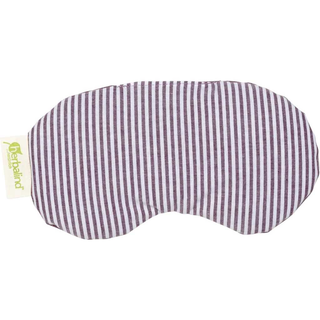 Augenkissen mit Füllung Rapssamen & Lavendel in Aubergine Lila Muster Streifen von herbalind Größe 21x10 cm
