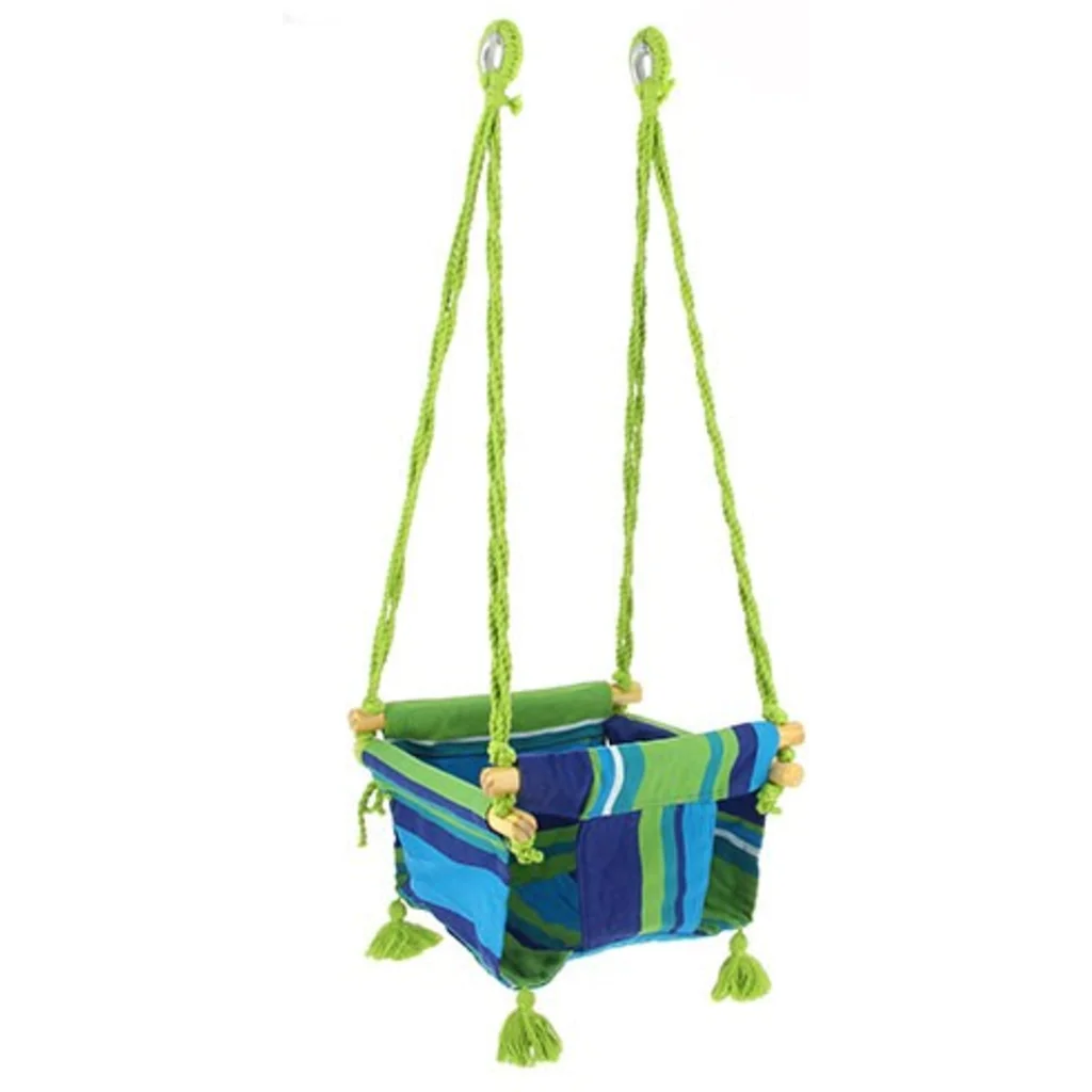 Baby-Schaukel ADRIANA in Atlantik+Dunkelblau+Grün Blau+Blau+Grün Muster Streifen von GLOBO Größe 28x26 cm