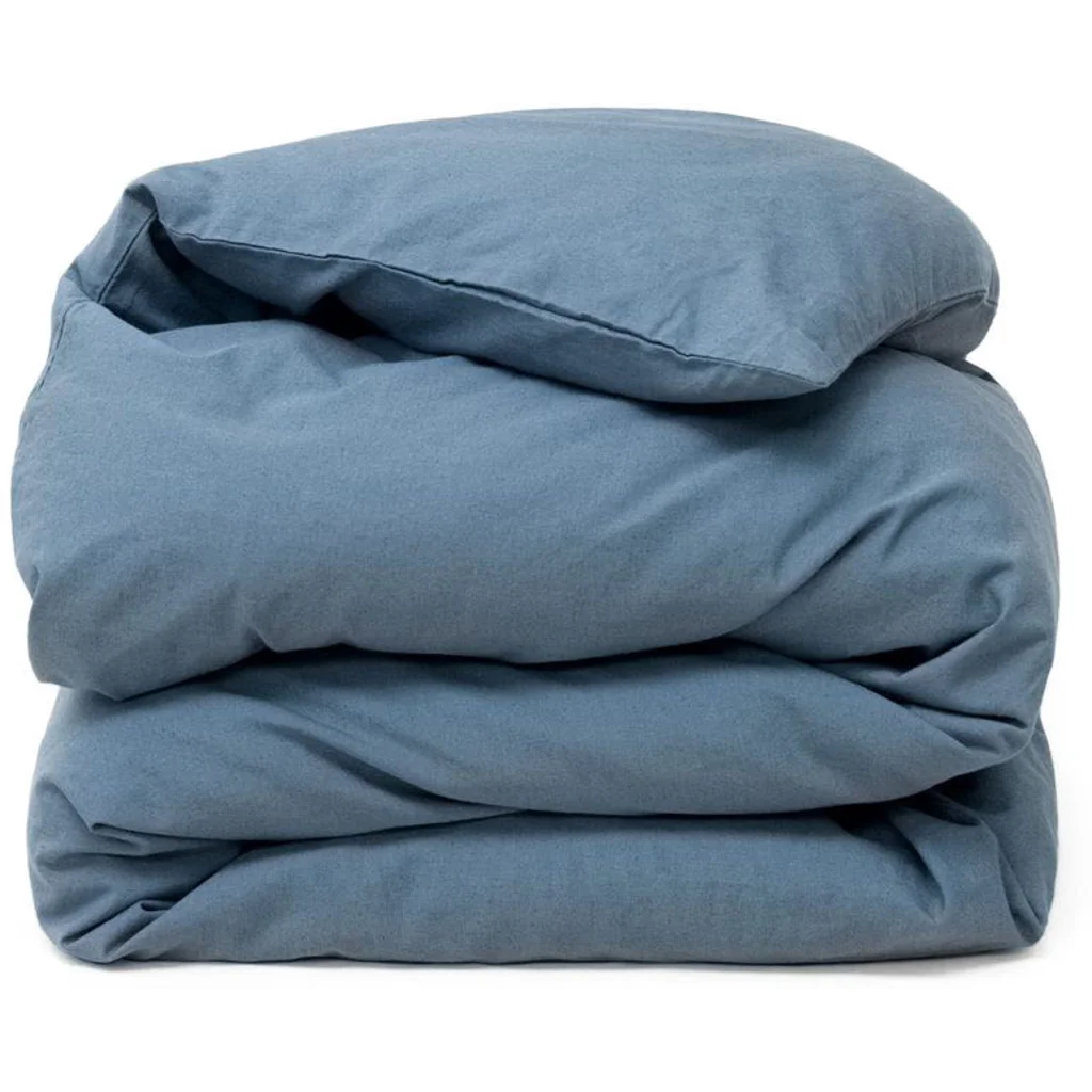 Baumwoll-+Leinen-Mix Bettwäsche Bettbezug in Taubenblau Blau von erlich textil Größe 155x220 cm