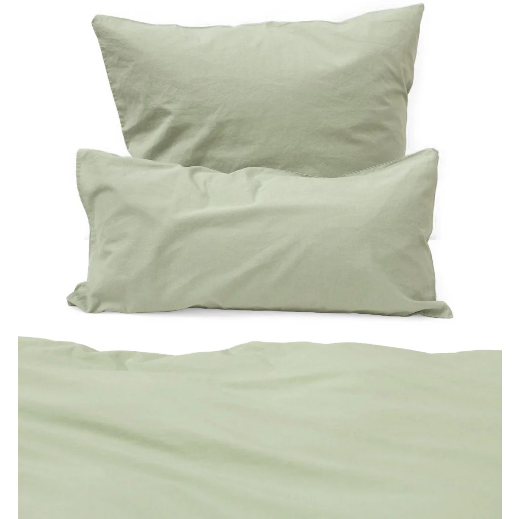 Baumwoll-+Leinen-Mix Bettwäsche Kissenbezug in Hellgrün Grün von erlich textil Größe 65x100 cm
