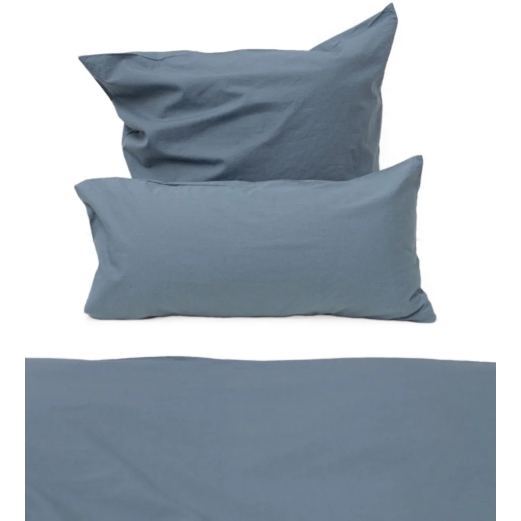 Baumwoll-+Leinen-Mix Bettwäsche Kissenbezug in Taubenblau Blau von erlich textil Größe 40x80 cm