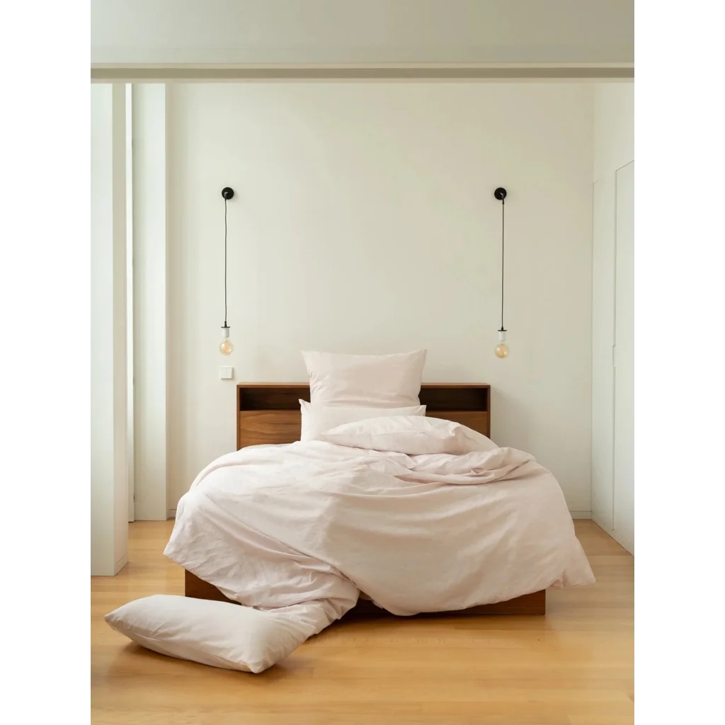 Baumwoll-+Leinen-Mix Spannbettlaken für Boxspringbetten in Standardgröße - Doppelbett in Perlmutt Rosa von erlich textil Größe 180x200 cm