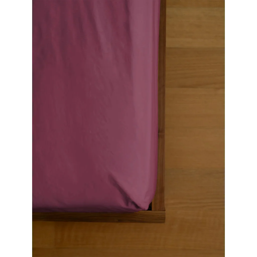 Baumwoll-+Leinen-Mix Spannbettlaken für Boxspringbetten in Standardgröße - Einzelbett in Beere von erlich textil Größe 90x200 cm
