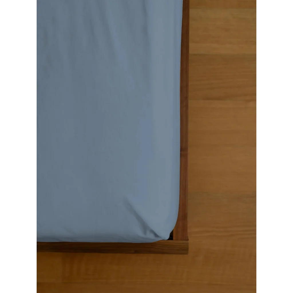 Baumwoll-+Leinen-Mix Spannbettlaken für Boxspringbetten in Standardgröße - Einzelbett in Taubenblau Blau von erlich textil Größe 90x200 cm