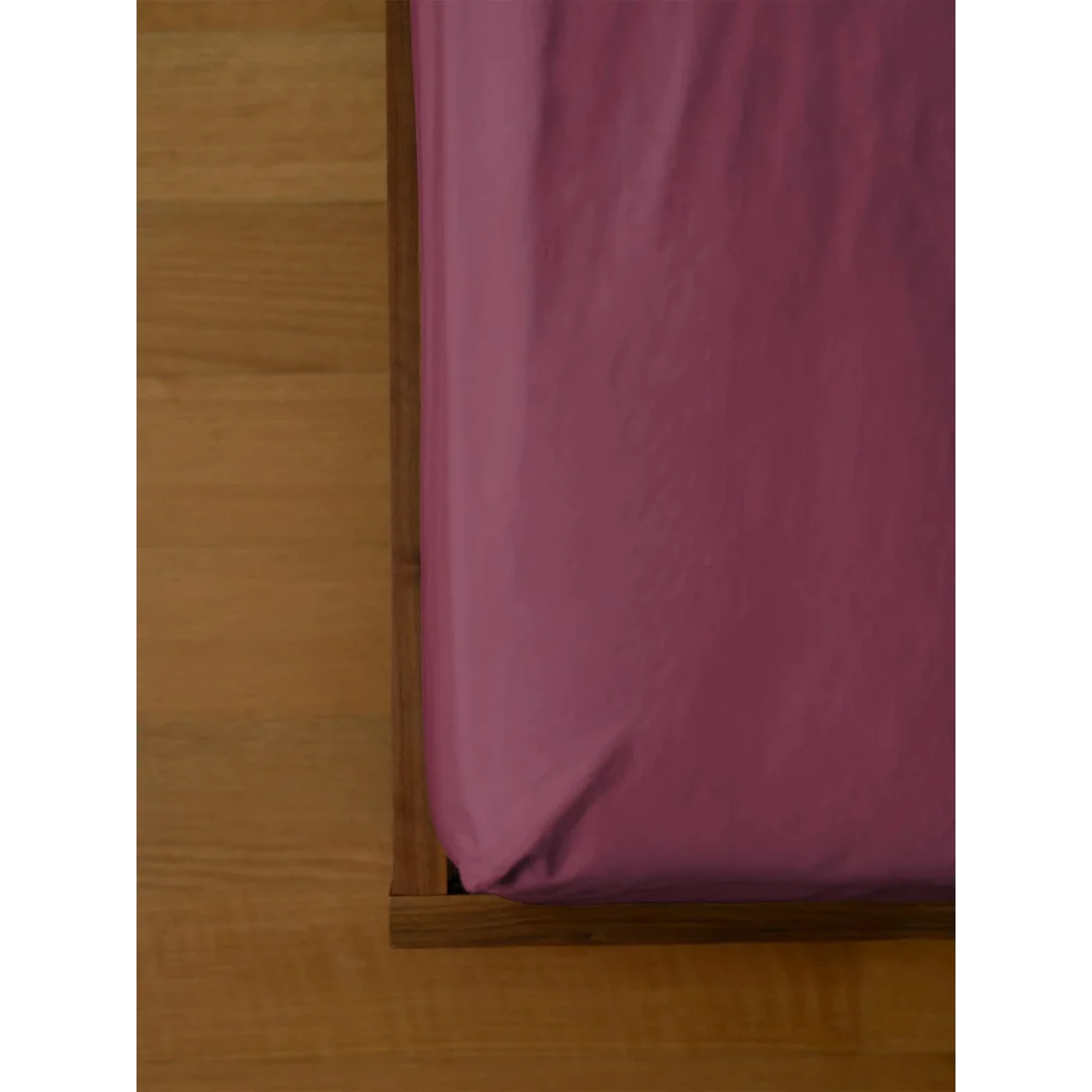 Baumwoll-+Leinen-Mix Spannbettlaken für Boxspringbetten in Übergröße in Beere von erlich textil Größe 140x200 cm