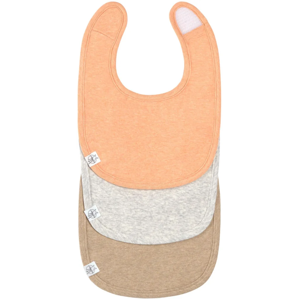 Bio Baby-Lätzchen 3er-Pack in Apricot+Hellgrau+Beige Orange+Grau+Beige von Lässig Größe 19x27 cm