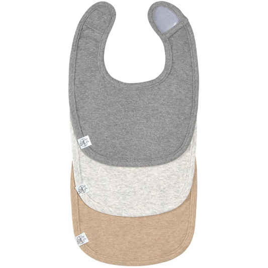 Bio Baby-Lätzchen 3er-Pack in Dunkelgrau+Hellgrau+Beige Grau+Grau+Beige von Lässig Größe 19x27 cm