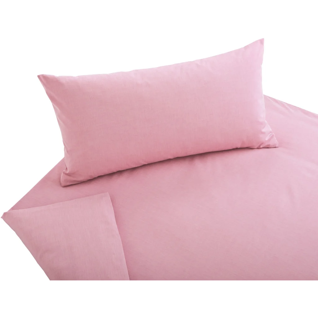 Bio Chambray Bettwäsche Pastell Garnitur in Rosa von Cotonea Größe 135x200 + 80x80 cm