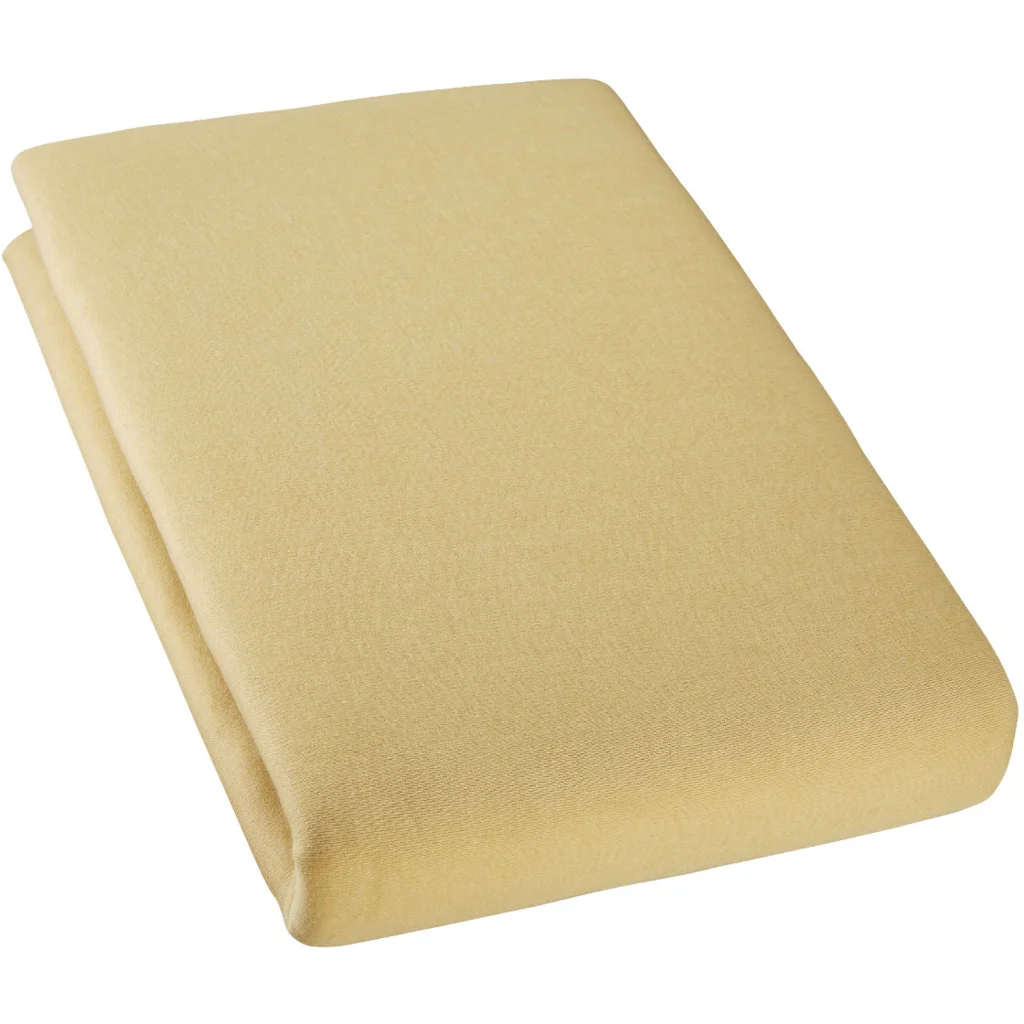 Bio Double-Jersey Spannbettlaken für Matratzen in Standardgröße - Einzelbett in Biscuit Gelb von Cotonea Größe 90-100 x 190-200 cm
