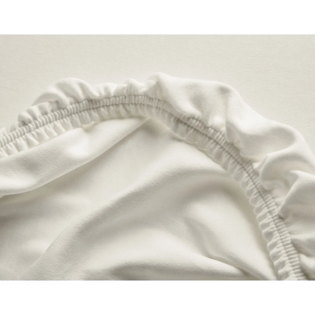 Bio Double-Jersey Spannbettlaken für Matratzen in Standardgröße - Einzelbett in Creme von Cotonea Größe 120x200 cm