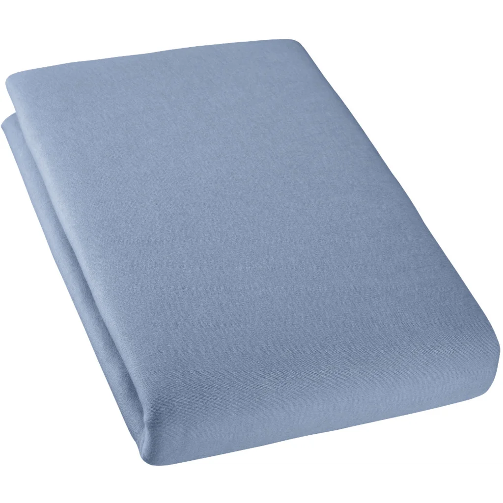 Bio Double-Jersey Spannbettlaken für Matratzen in Standardgröße - Einzelbett in Wasser Blau von Cotonea Größe 90-100 x 190-200 cm