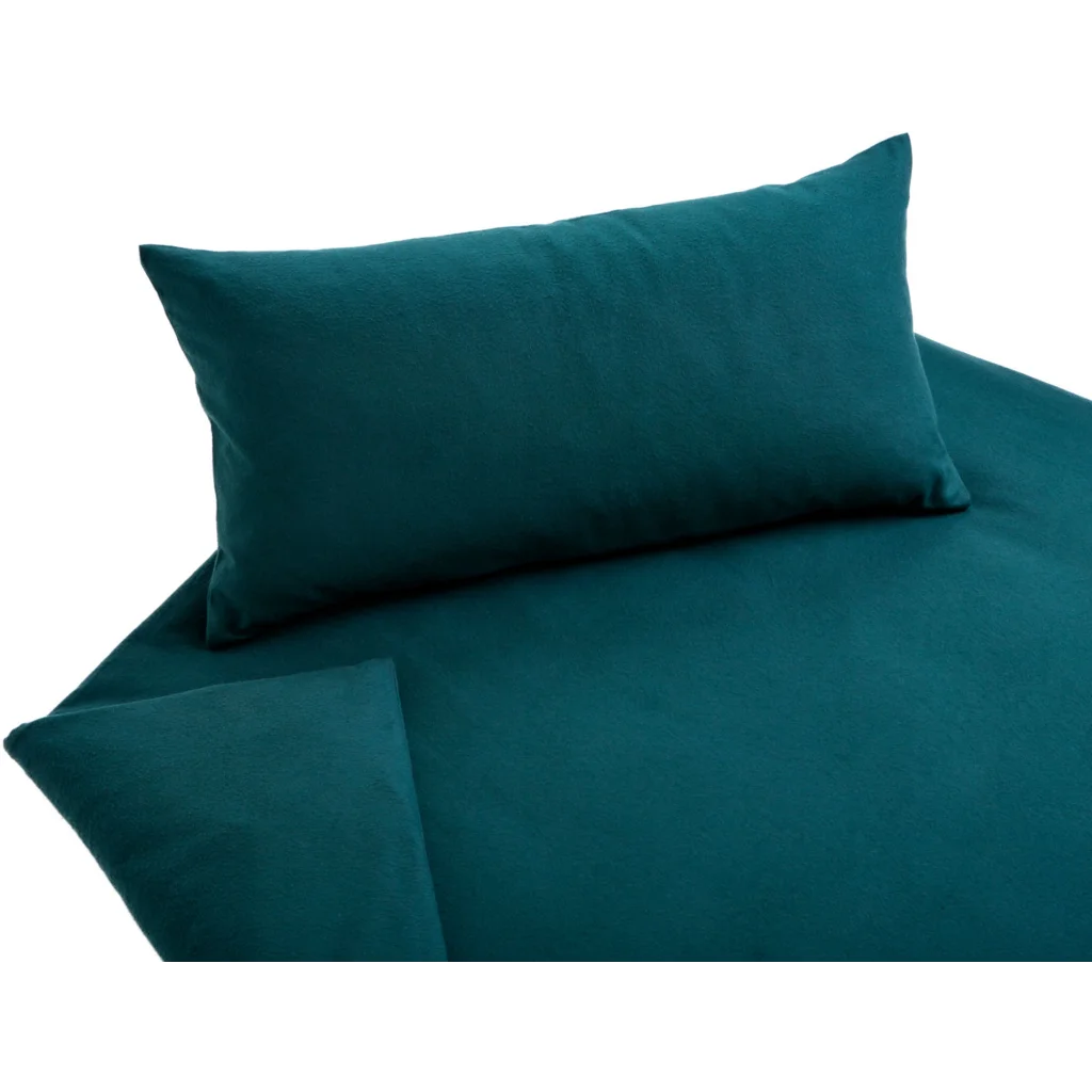 Bio Edel-Biber Bettwäsche Classic Garnitur 3-teilig in Pinie Grün von Cotonea Größe 200x220 + 2x 80x80 cm
