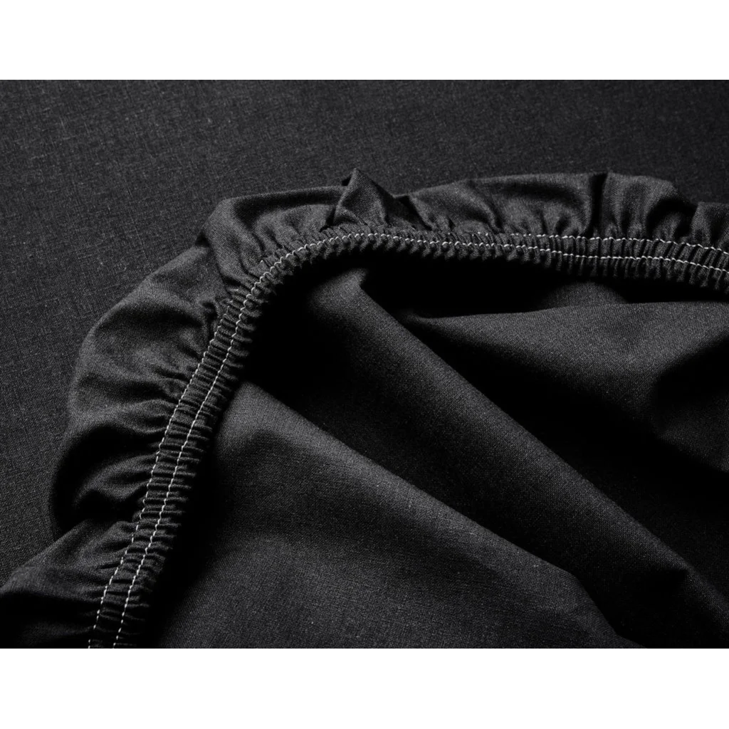 Bio Edel-Linon Spannbettlaken für Matratzen in Standardgröße - Doppelbett in Schwarz von Cotonea Größe 200x200 cm