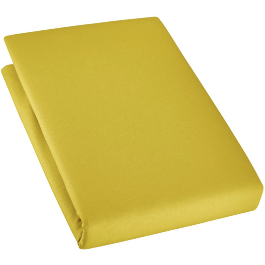 Bio Edel-Linon Spannbettlaken für Matratzen in Standardgröße - Einzelbett in Curry Gelb von Cotonea Größe 100x200 cm