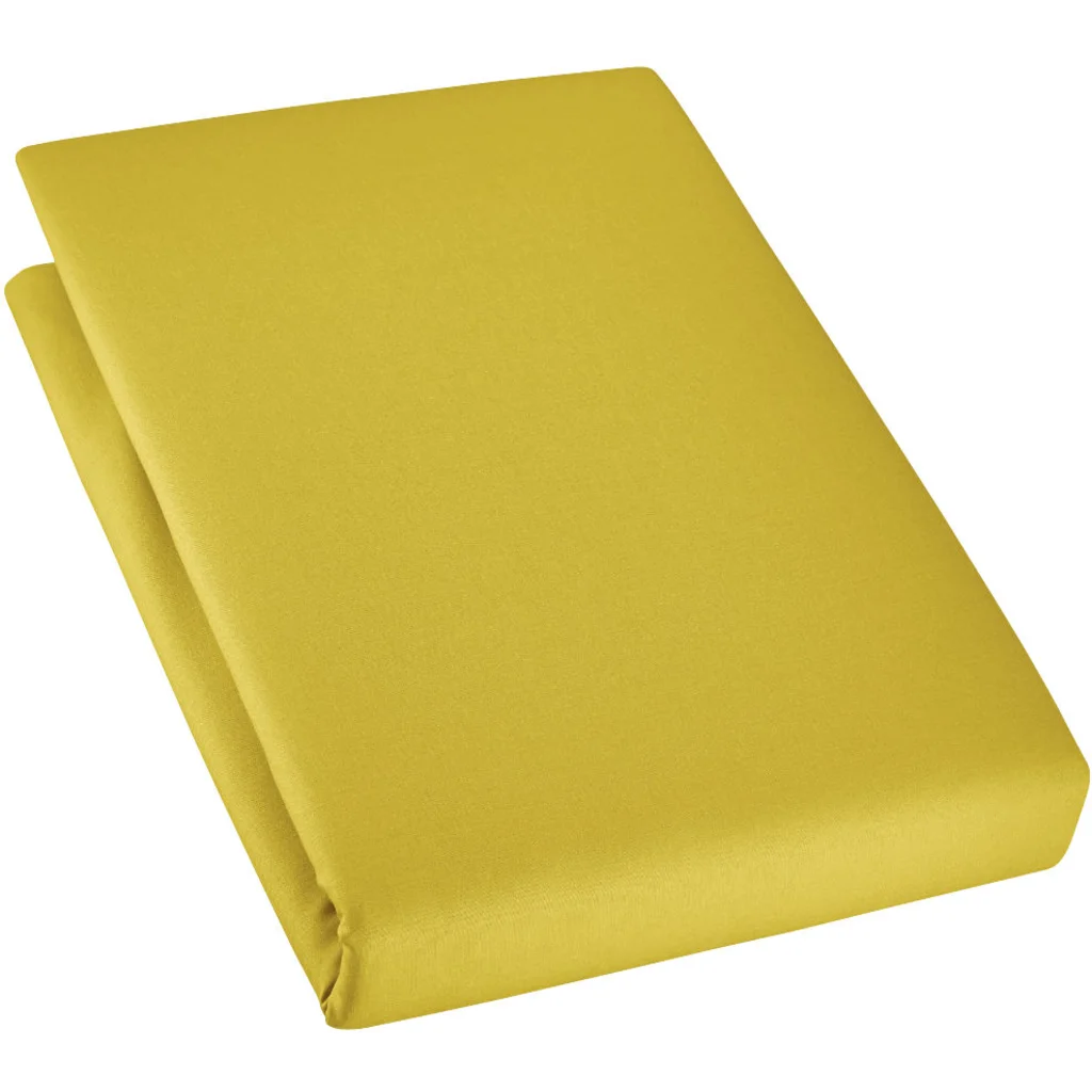 Bio Edel-Linon Spannbettlaken für Matratzen in Standardgröße - Einzelbett in Curry Gelb von Cotonea Größe 90x200 cm