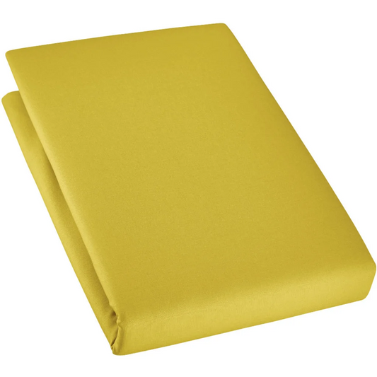 Bio Edel-Linon Spannbettlaken für Matratzen in Übergröße in Curry Gelb von Cotonea Größe 160x200 cm
