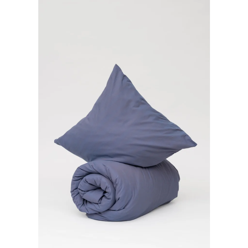 Bio Flanell Bettwäsche Streifen Garnitur 3-teilig in Blau+Mokka Blau+Braun Muster Streifen von MELA home Größe 240x220 + 2x 80x80 cm