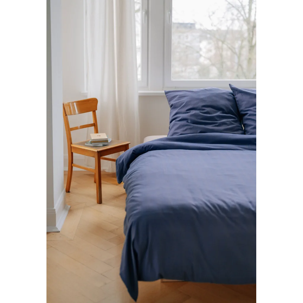 Bio Flanell Bettwäsche Streifen Garnitur 3-teilig in Blau+Mokka Blau+Braun Muster Streifen von MELA home Größe 240x220 + 2x 80x80 cm