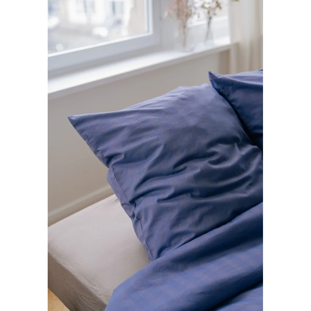 Bio Flanell Bettwäsche Streifen Garnitur 3-teilig in Blau+Mokka Blau+Braun Muster Streifen von MELA home Größe 240x220 + 2x 80x80 cm