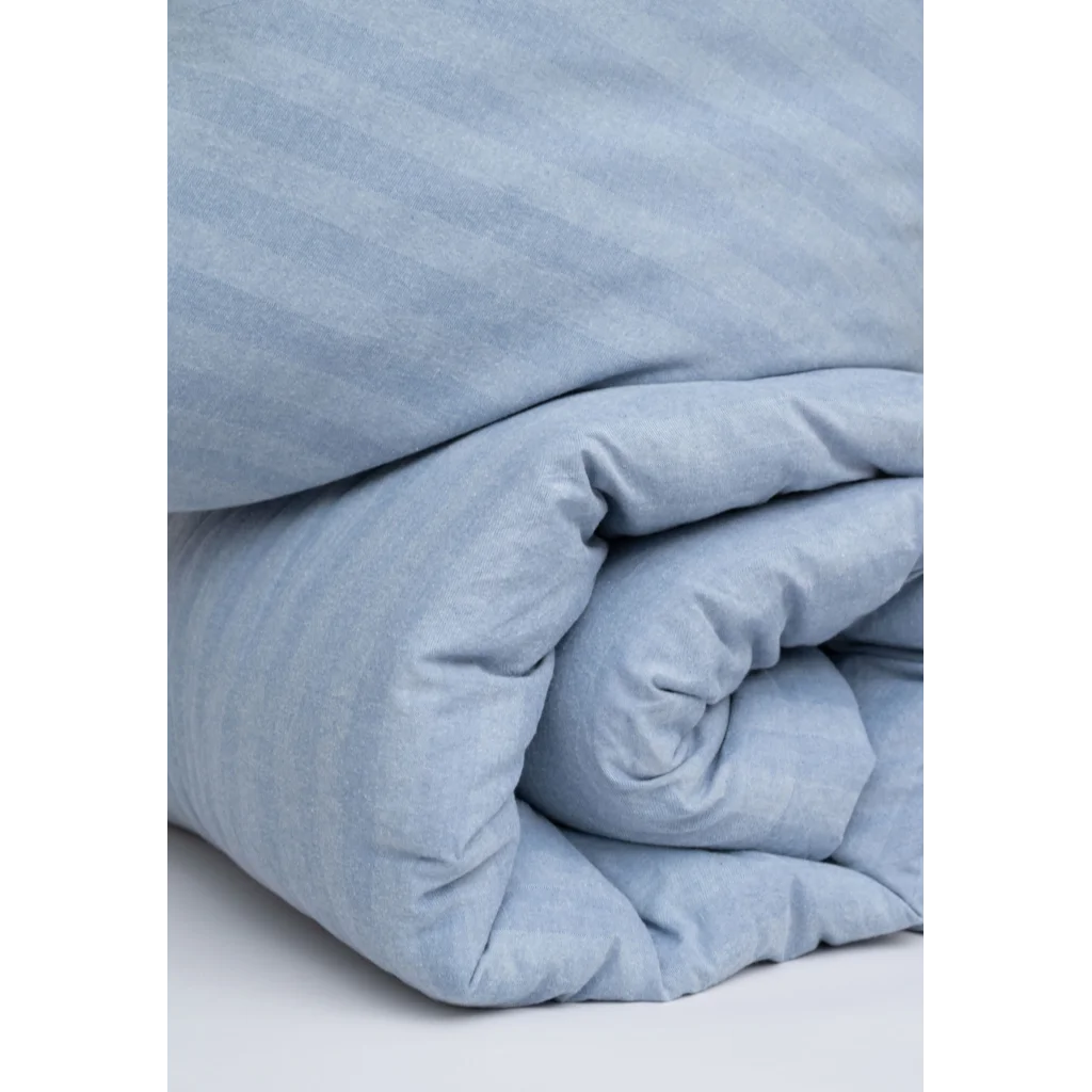 Bio Flanell Bettwäsche Streifen Garnitur 3-teilig in Hellblau+Hellblau Blau+Blau Muster Streifen von MELA home Größe 240x220 + 2x 80x80 cm