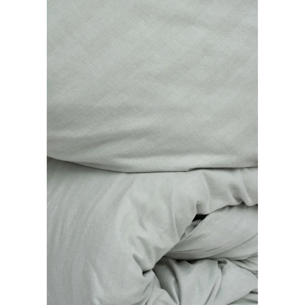 Bio Flanell Bettwäsche Streifen Garnitur 3-teilig in Hellgrün+Hellgrün Grün+Grün Muster Streifen von MELA home Größe 240x220 + 2x 80x80 cm
