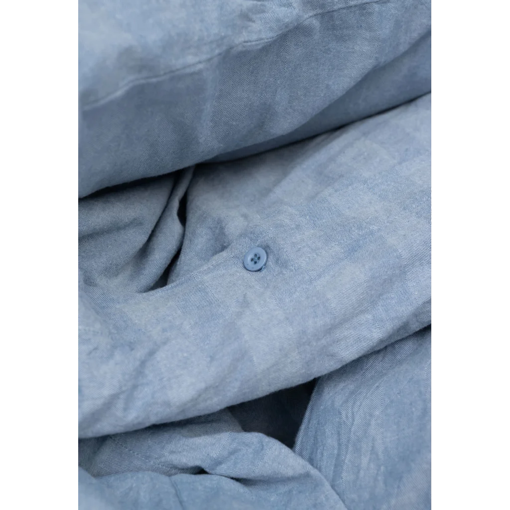 Bio Flanell Bettwäsche Streifen Garnitur in Hellblau+Hellblau Blau+Blau Muster Streifen von MELA home Größe 135x200 + 80x80 cm