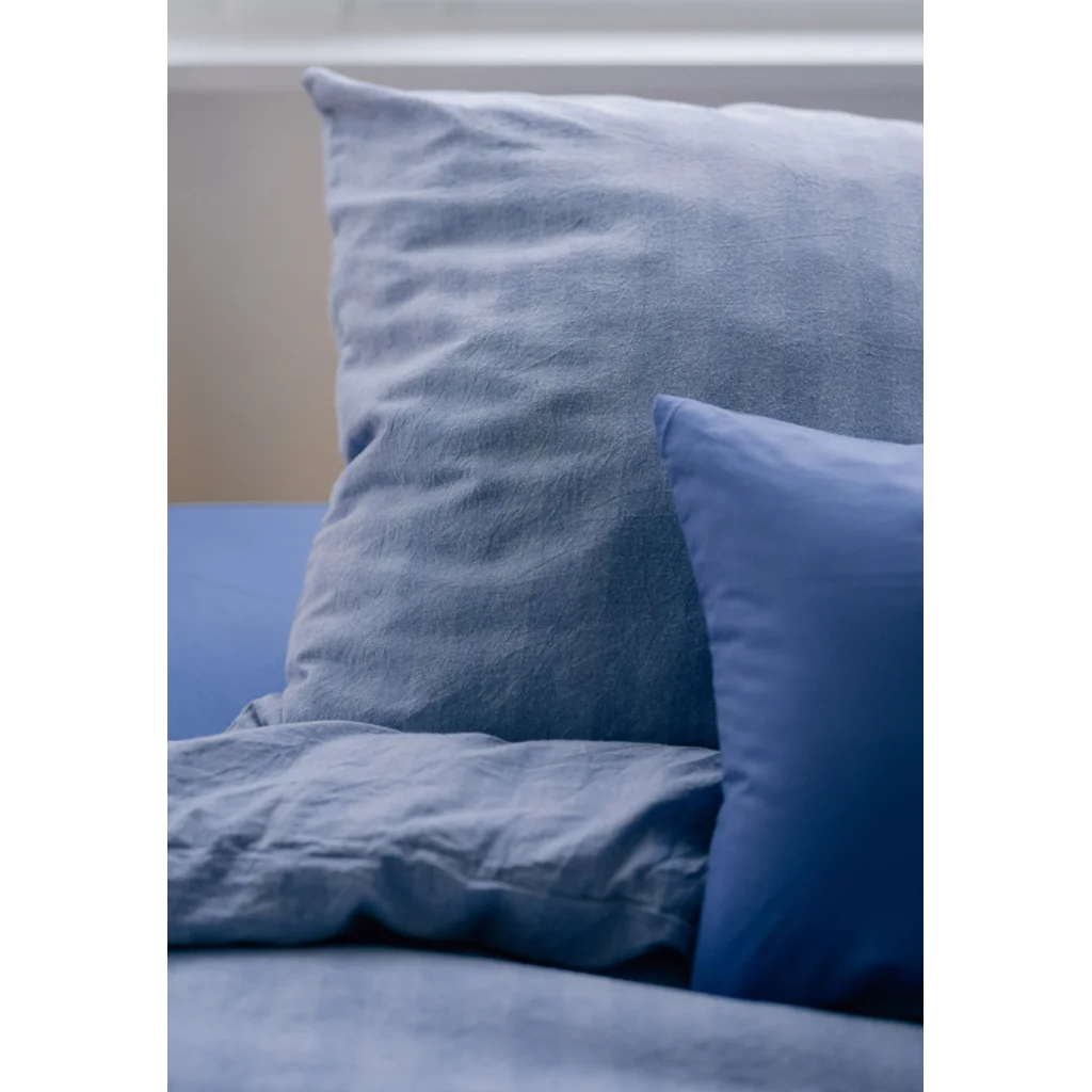 Bio Flanell Bettwäsche Streifen Garnitur in Hellblau+Hellblau Blau+Blau Muster Streifen von MELA home Größe 135x200 + 80x80 cm