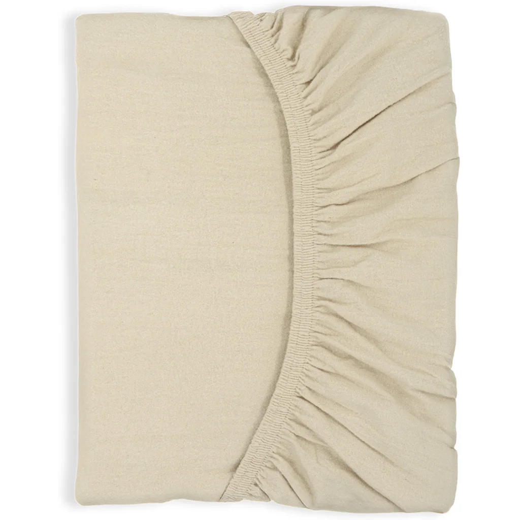 Bio Flanell Spannbettlaken für Matratzen in Standardgröße - Einzelbett in Creme von Living Crafts Größe 100x200 cm