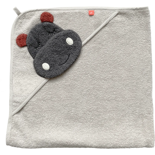 Bio Frottier Baby-Kapuzenbadetuch Nilpferd in Muster Nilpferd von kikadu Größe 80x80 cm