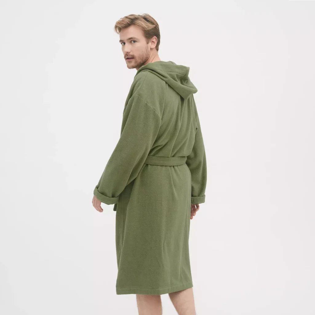 Bio Frottier Bademantel ORLANDO in Khaki Grün von Living Crafts Größe S+M