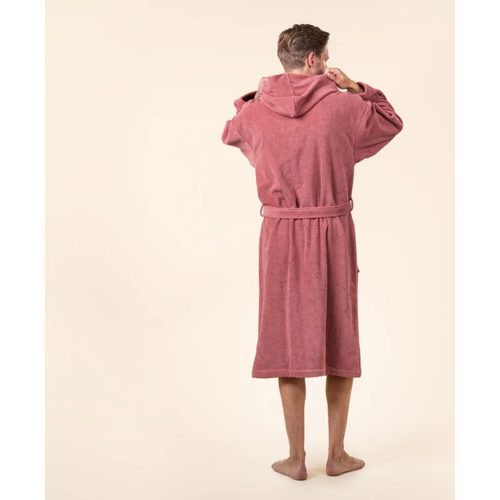 Bio Frottier Bademantel ORLANDO in Rosenholz Rot von Living Crafts Größe L+XL