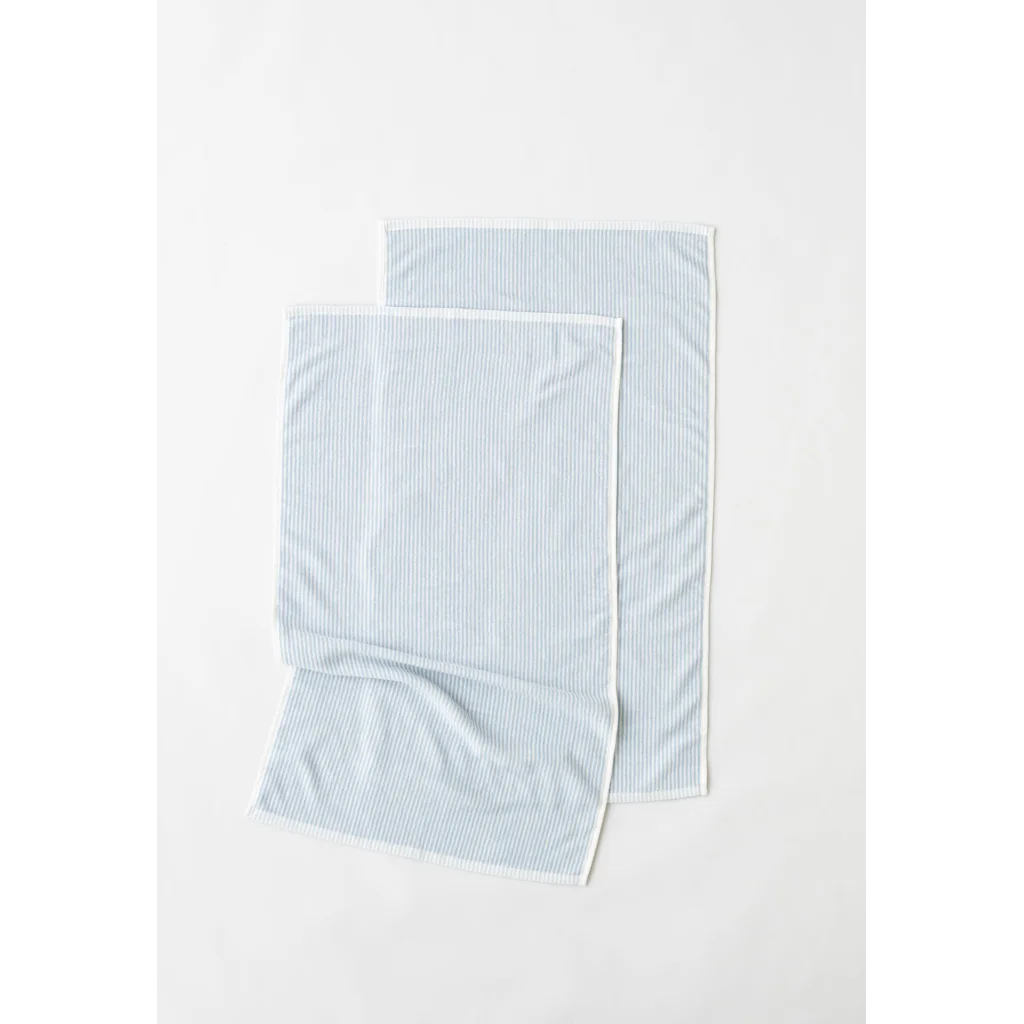 Bio Frottier Gästetuch Streifen 2er-Pack in Himmelblau+Weiß Blau+Weiß Muster Streifen von MELA home Größe 30x50 cm