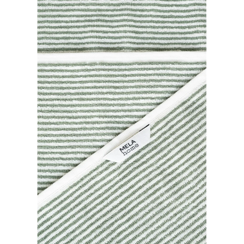 Bio Frottier Gästetuch Streifen 2er-Pack in Waldgrün+Weiß Grün+Weiß Muster Streifen von MELA home Größe 30x50 cm