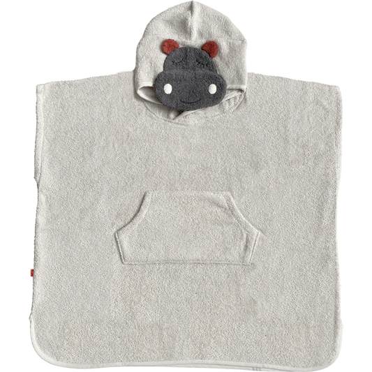 Bio Frottier Kinder-Badeponcho Nilpferd in Muster Nilpferd von kikadu Größe 65x62 cm