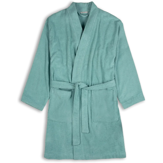 Bio Frottier Sommerbademantel BARI in Aqua Blau von Living Crafts Größe L+XL