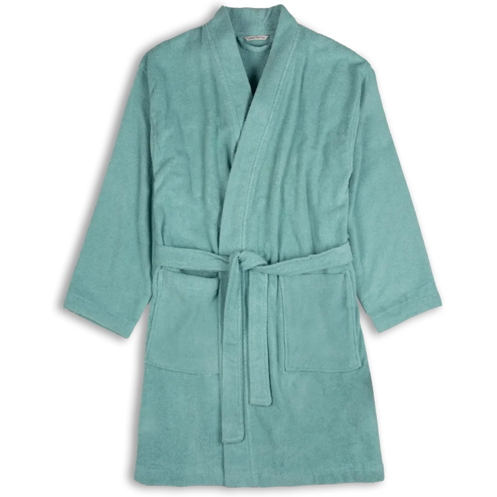 Bio Frottier Sommerbademantel BARI in Aqua Blau von Living Crafts Größe S+M