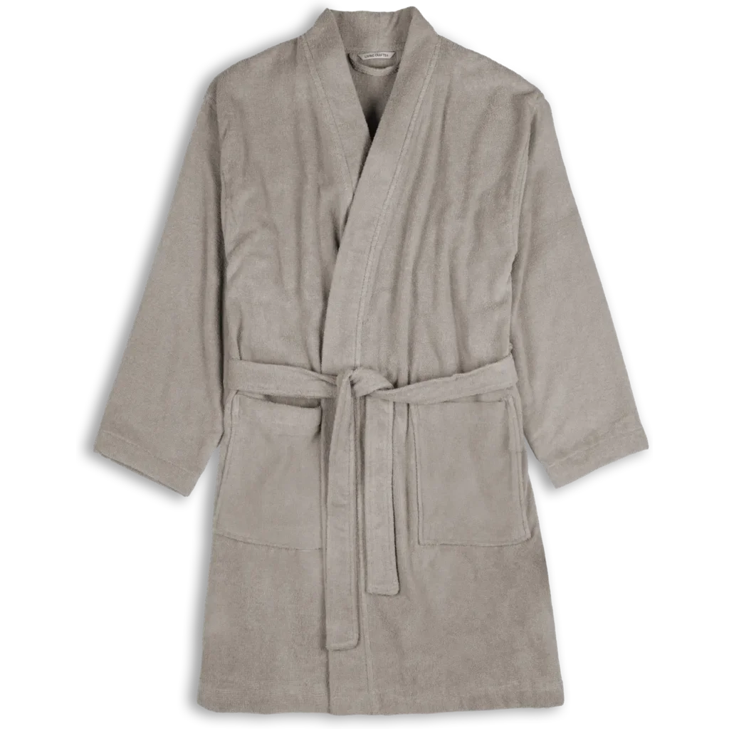 Bio Frottier Sommerbademantel BARI in Stein Grau von Living Crafts Größe L+XL