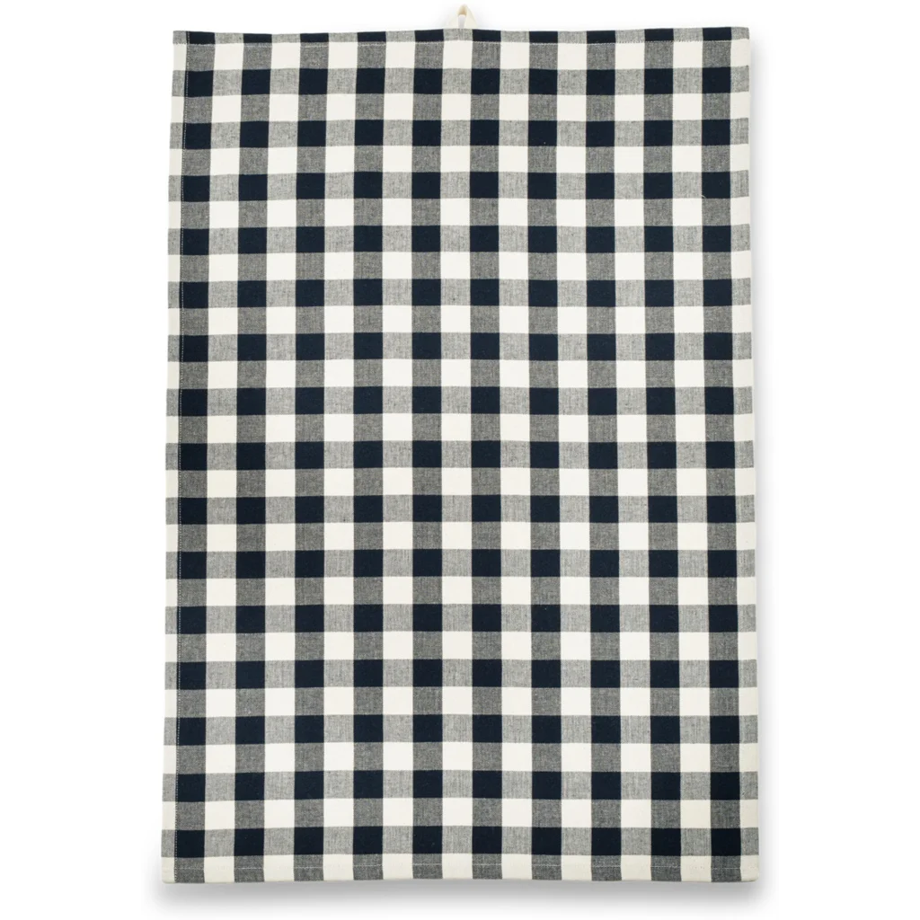 Bio Geschirrtuch 2er-Pack in Creme+Dunkelblau Creme+Blau Muster Streifen und Karo von Living Crafts Größe 50x75 cm