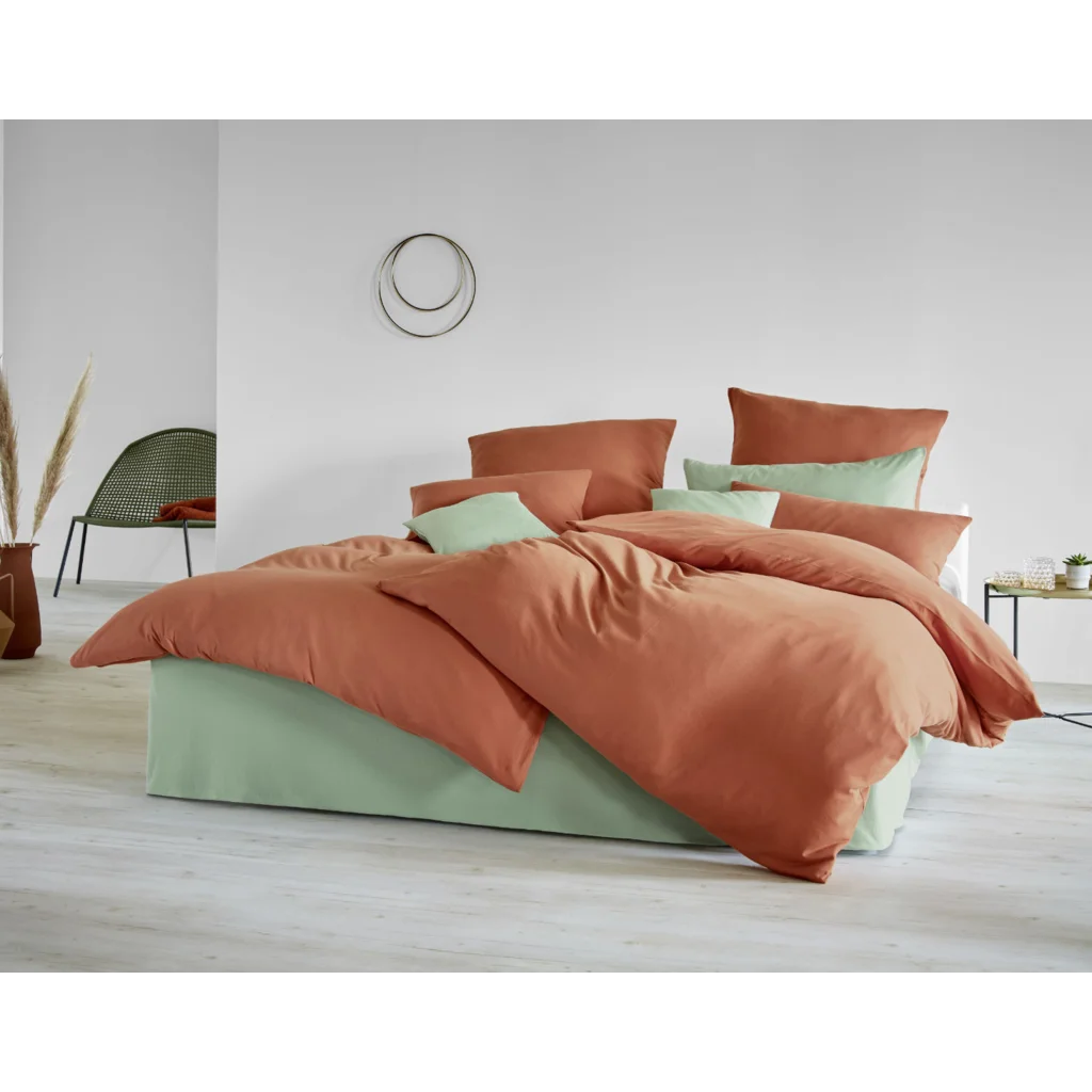 Bio Jersey Bettwäsche Kissenbezug in Terra Orange von Cotonea Größe 80x80 cm