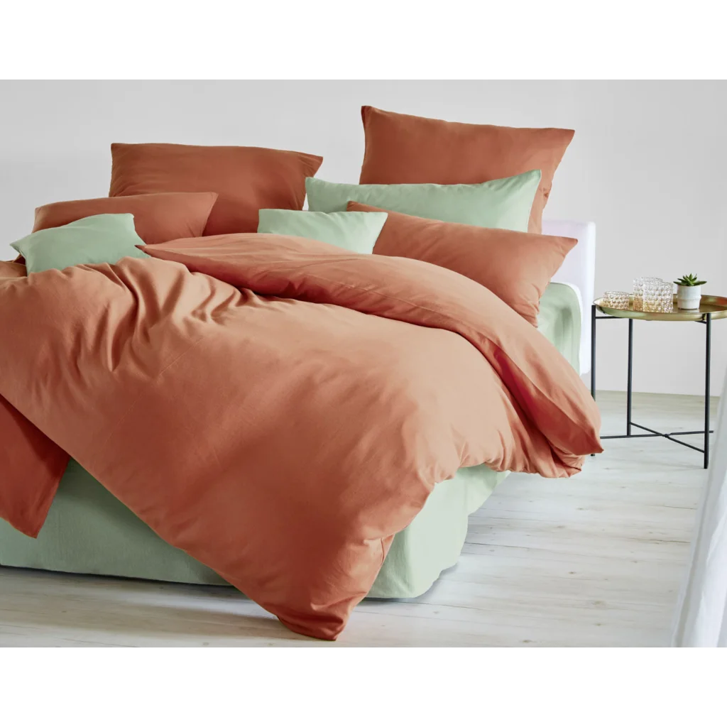Bio Jersey Bettwäsche Kissenbezug in Terra Orange von Cotonea Größe 80x80 cm
