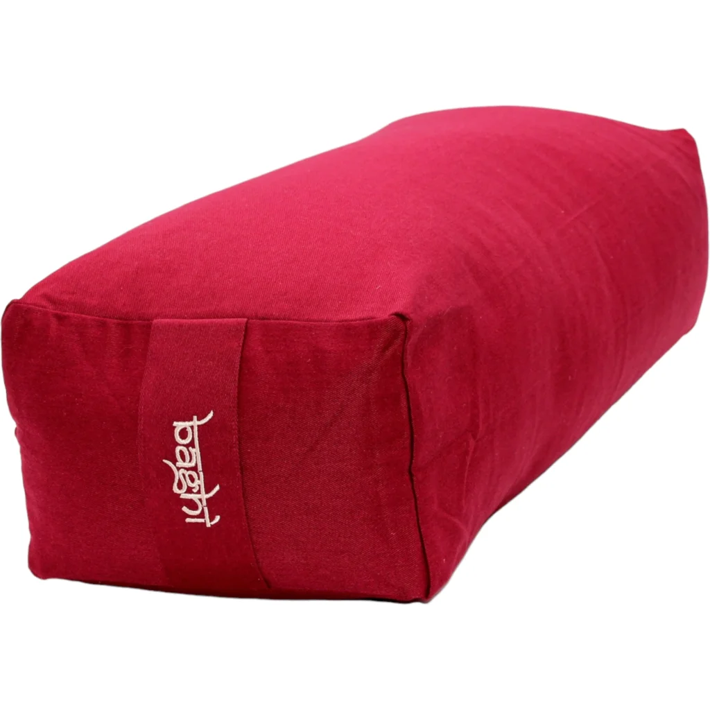 Bio Meditationskissen+Yogakissen Bolster in Bordeaux Rot von BAGHI Größe 60x28 cm Höhe 15 cm