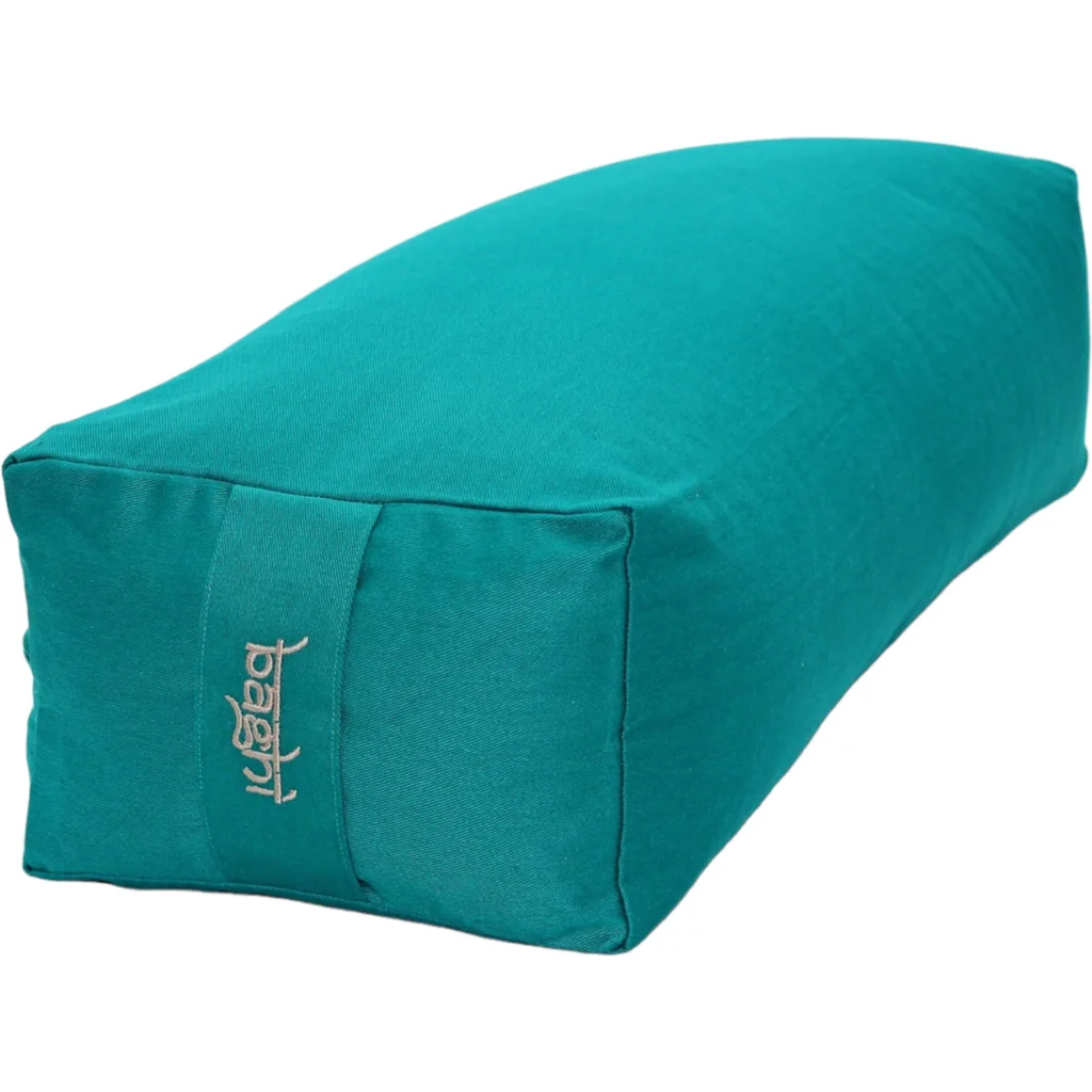 Bio Meditationskissen+Yogakissen Bolster in Petrol Blau von BAGHI Größe 60x28 cm Höhe 15 cm