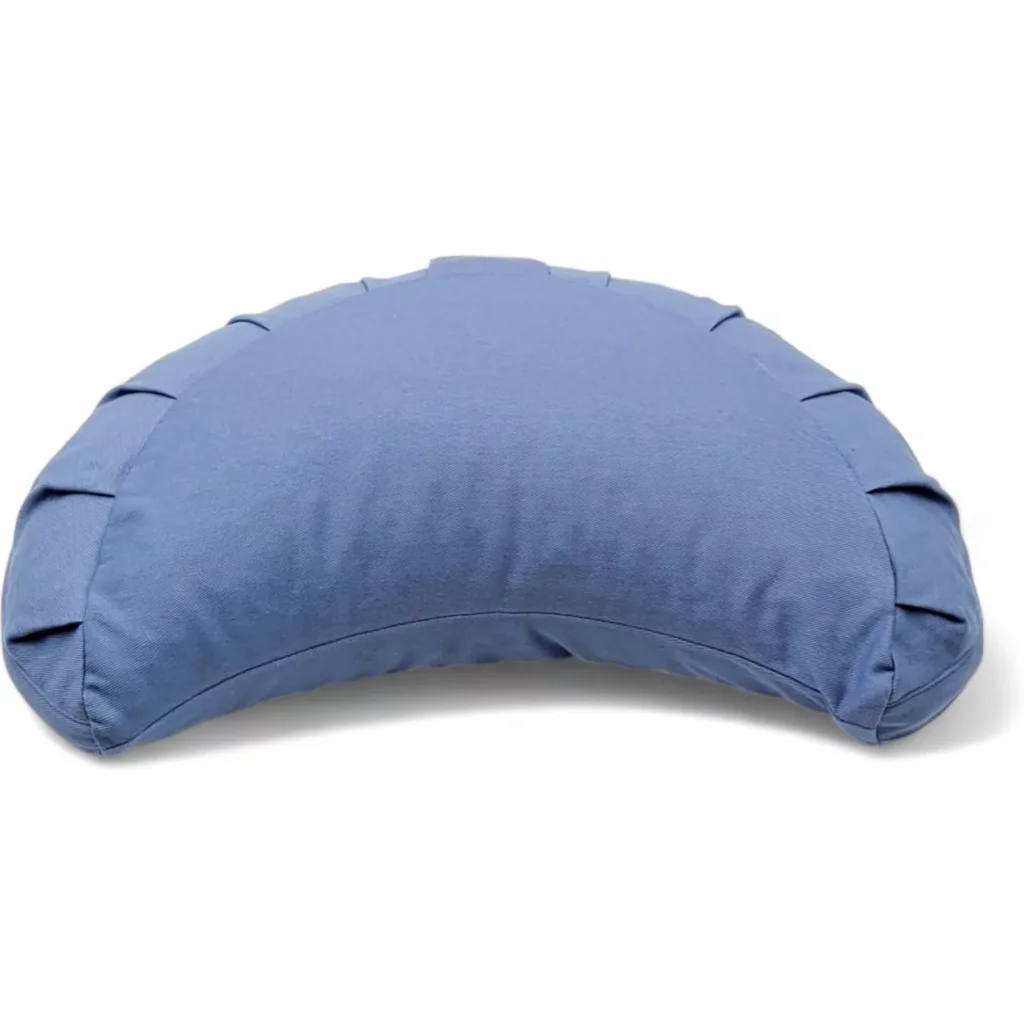 Bio Meditationskissen+Yogakissen Halbmond in Kornblumenblau Blau von BAGHI Größe 43x23 cm Höhe 18 cm