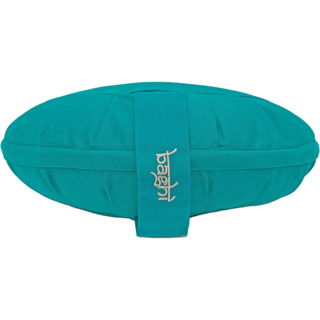 Bio Meditationskissen+Yogakissen Halbmond in Petrol Blau von BAGHI Größe 43x23 cm Höhe 18 cm
