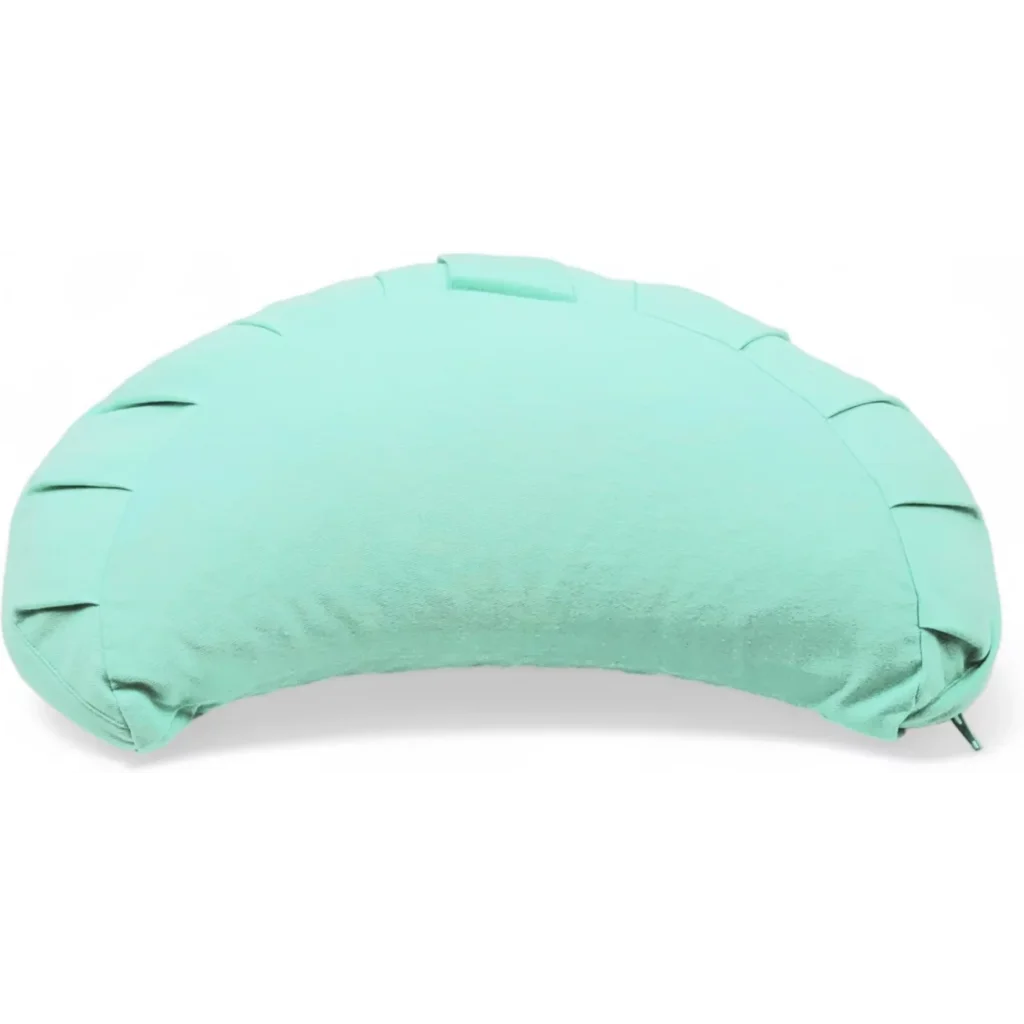 Bio Meditationskissen+Yogakissen Halbmond in Pistazie Grün von BAGHI Größe 43x23 cm Höhe 18 cm