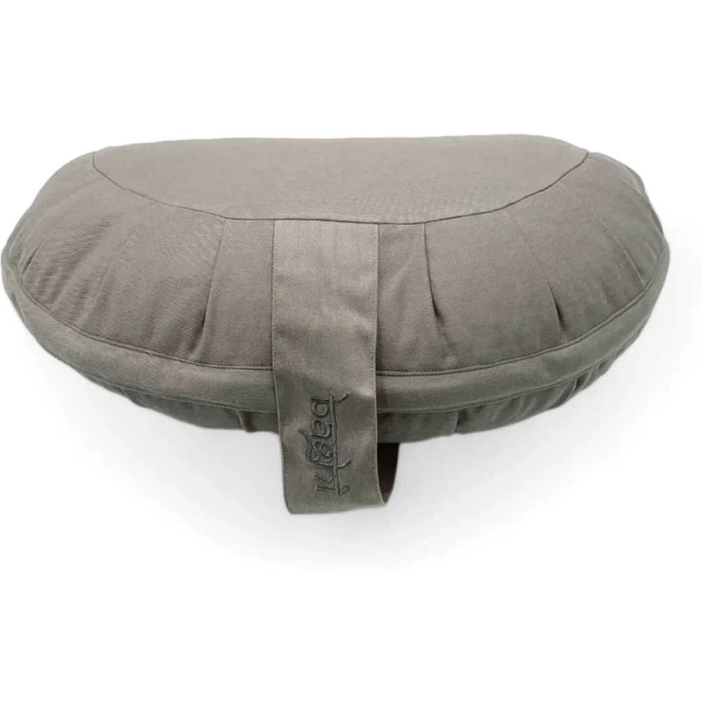 Bio Meditationskissen+Yogakissen Halbmond in Steingrau Braun von BAGHI Größe 43x23 cm Höhe 18 cm