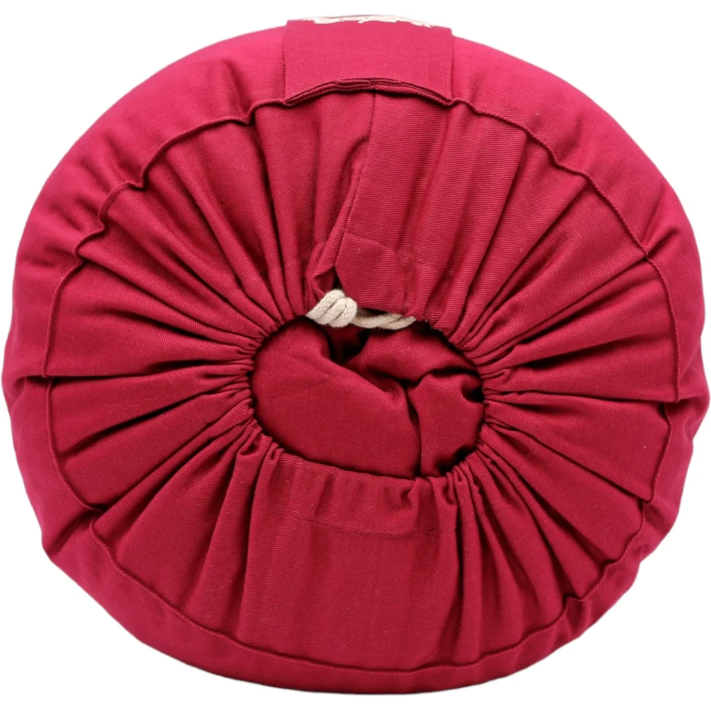 Bio Meditationskissen+Yogakissen rund in Bordeaux Rot von BAGHI Größe Ø 30 cm Höhe 15 cm