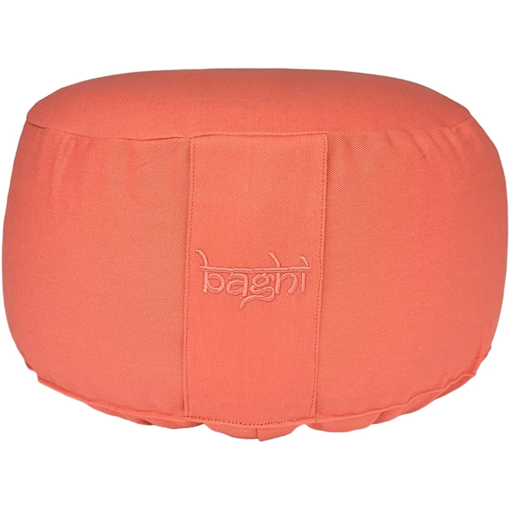 Bio Meditationskissen+Yogakissen rund in Flamingo Orange von BAGHI Größe Ø 30 cm Höhe 15 cm