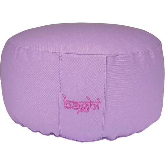 Bio Meditationskissen+Yogakissen rund in Flieder Lila von BAGHI Größe Ø 30 cm Höhe 15 cm