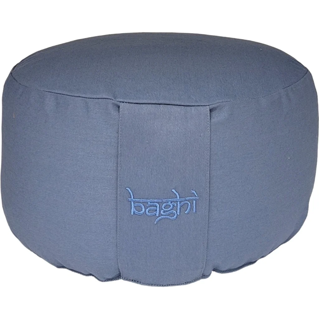 Bio Meditationskissen+Yogakissen rund in Kornblumenblau Blau von BAGHI Größe Ø 30 cm Höhe 15 cm